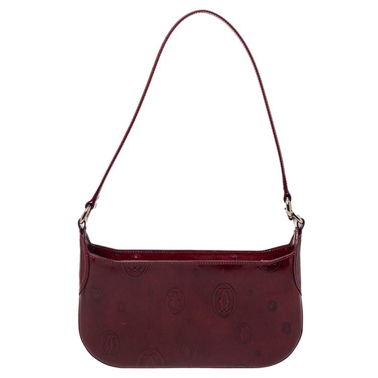 Pre Owned Cartier Red Patent Leather Happy Birthday Baguette Bag