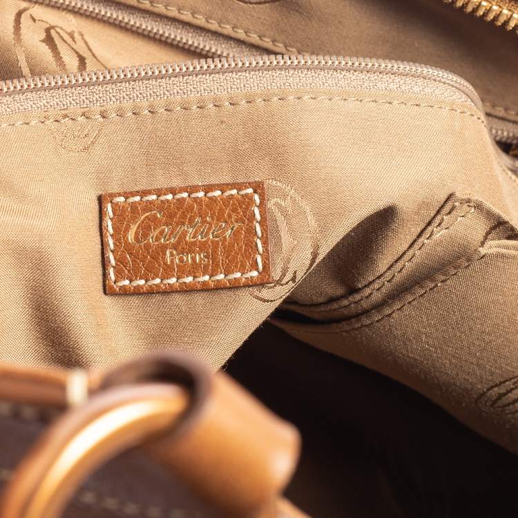 Pre Owned Cartier Tan Leather Medium Marcello de Cartier Bag