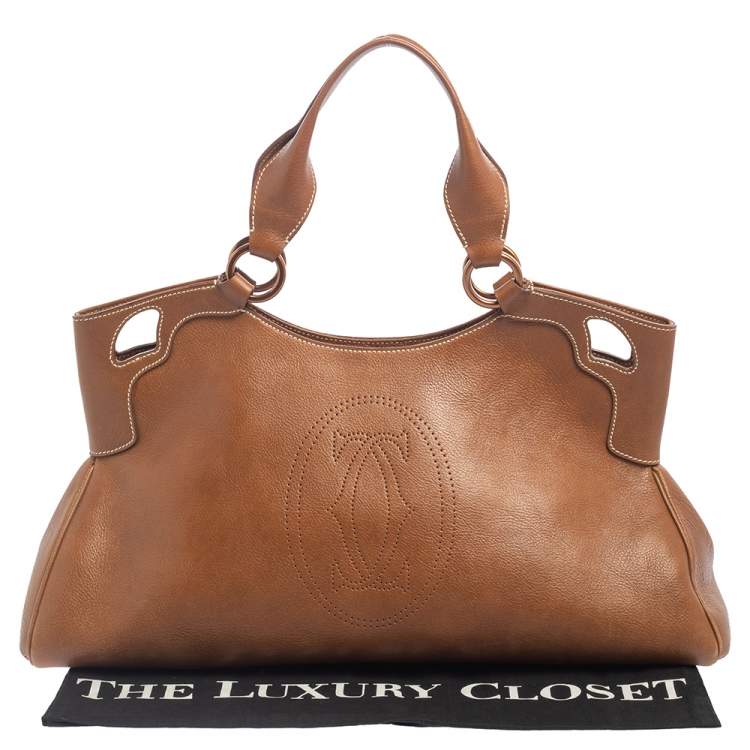 Pre Owned Cartier Tan Leather Medium Marcello de Cartier Bag