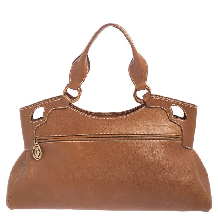 Pre Owned Cartier Tan Leather Medium Marcello de Cartier Bag