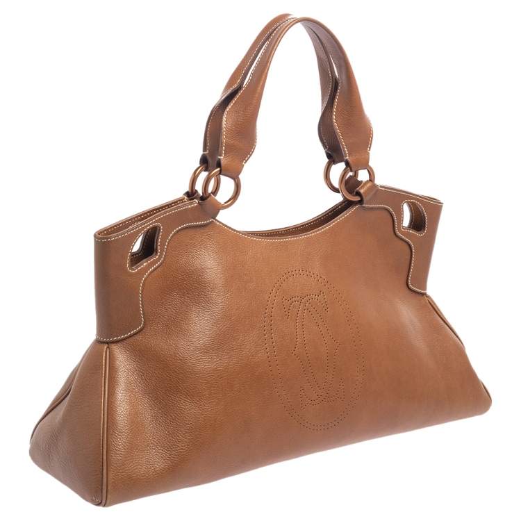 Pre Owned Cartier Tan Leather Medium Marcello de Cartier Bag