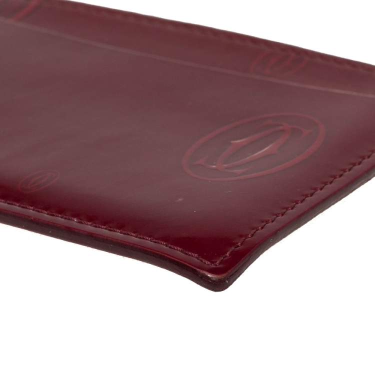 Pre Owned Cartier Maroon Patent Leather Happy Birthday Card Holder