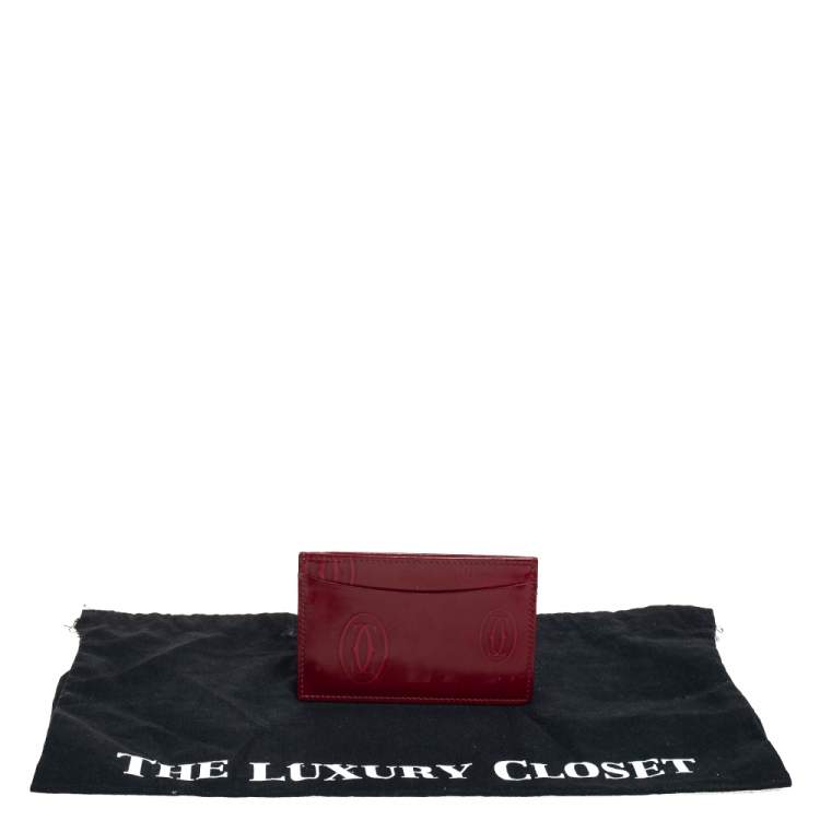 Pre Owned Cartier Maroon Patent Leather Happy Birthday Card Holder