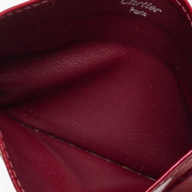 Cartier Maroon Patent Leather Happy Birthday Card Holder Cartier