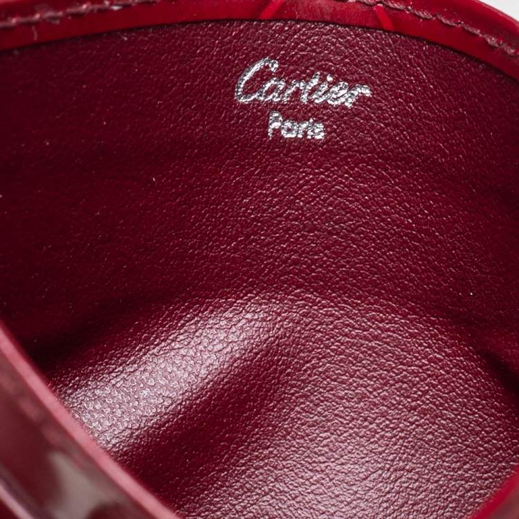 Pre Owned Cartier Maroon Patent Leather Happy Birthday Card Holder