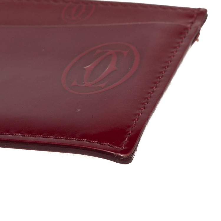 Pre Owned Cartier Maroon Patent Leather Happy Birthday Card Holder