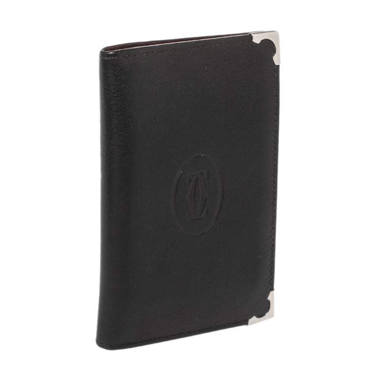 Pre Owned Cartier Black Leather Must De Cartier Card Holder