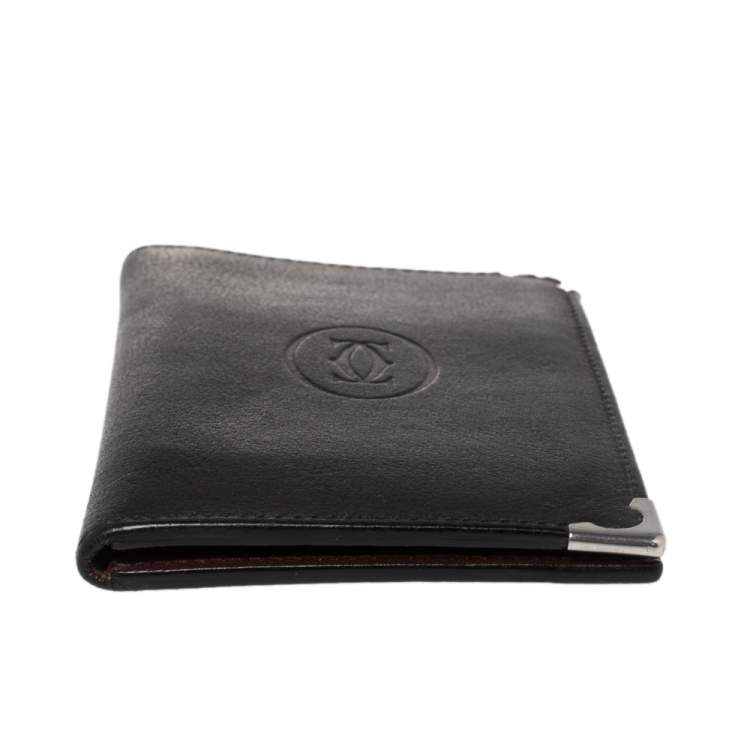 Pre Owned Cartier Black Leather Must De Cartier Card Holder