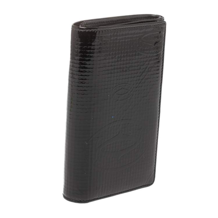 Pre Owned Cartier Black Textured Patent Leather Happy Birthday Wallet