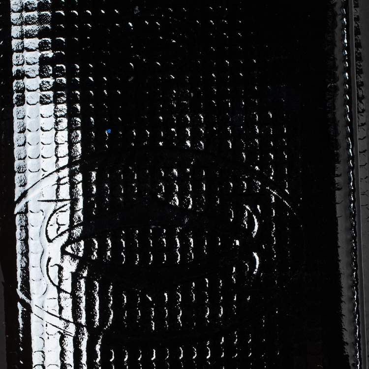 Pre Owned Cartier Black Textured Patent Leather Happy Birthday Wallet