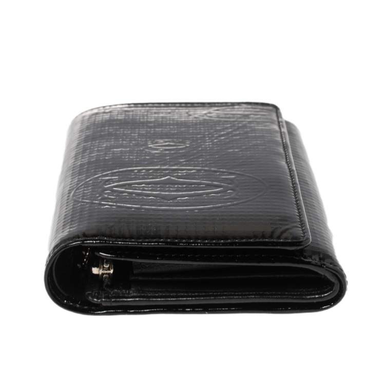 Pre Owned Cartier Black Textured Patent Leather Happy Birthday Wallet