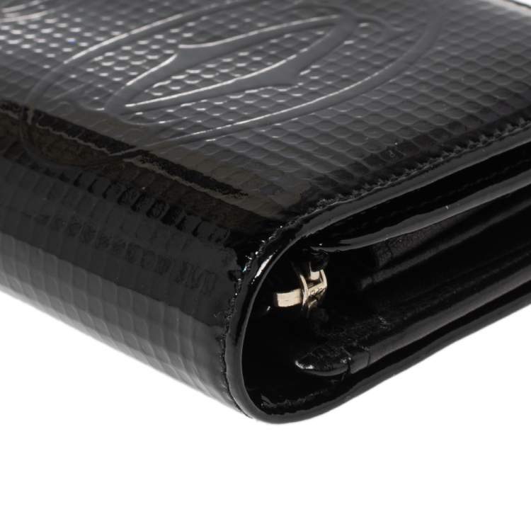 Pre Owned Cartier Black Textured Patent Leather Happy Birthday Wallet