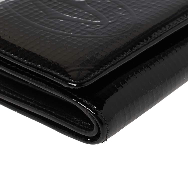 Pre Owned Cartier Black Textured Patent Leather Happy Birthday Wallet