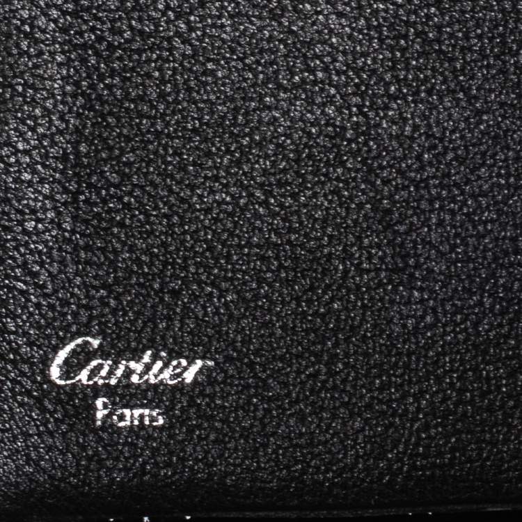 Pre Owned Cartier Black Textured Patent Leather Happy Birthday Wallet