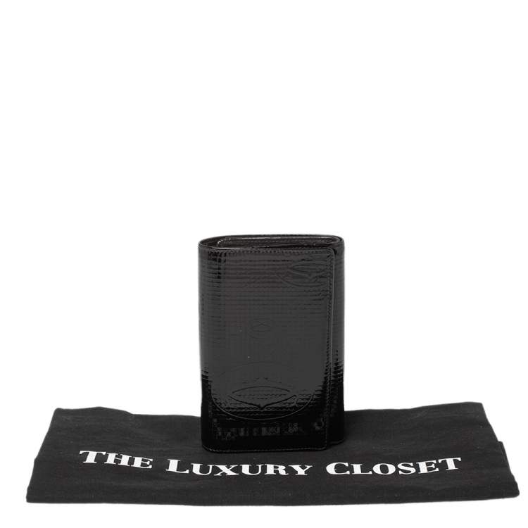 Pre Owned Cartier Black Textured Patent Leather Happy Birthday Wallet