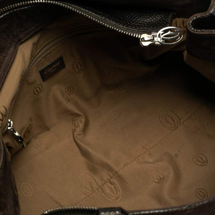 Pre Owned Cartier Brown Suede and Leather Medium Marcello de Cartier Bag