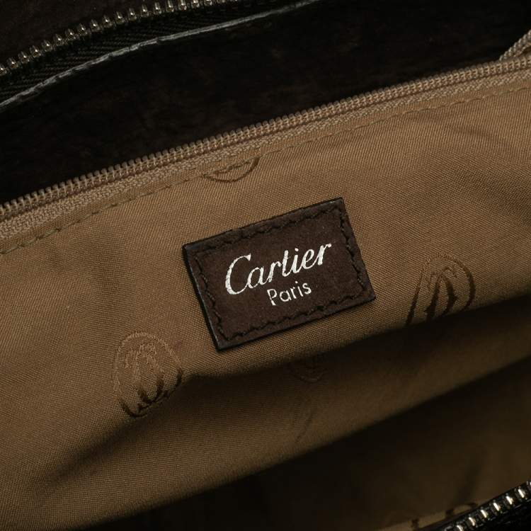 Pre Owned Cartier Brown Suede and Leather Medium Marcello de Cartier Bag