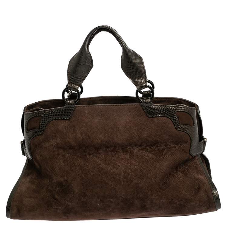 Pre Owned Cartier Brown Suede and Leather Medium Marcello de Cartier Bag