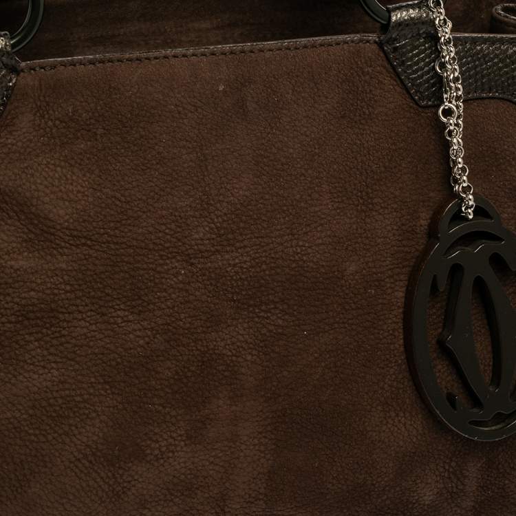 Pre Owned Cartier Brown Suede and Leather Medium Marcello de Cartier Bag