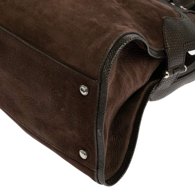 Pre Owned Cartier Brown Suede and Leather Medium Marcello de Cartier Bag