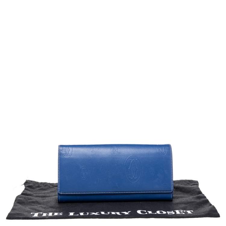 Pre Owned Cartier Blue Leather Happy Birthday Continental Wallet