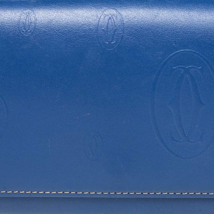 Pre Owned Cartier Blue Leather Happy Birthday Continental Wallet
