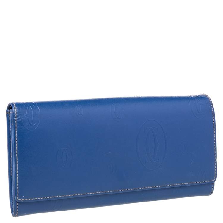 Pre Owned Cartier Blue Leather Happy Birthday Continental Wallet