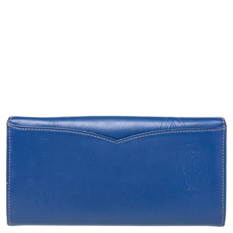Pre Owned Cartier Blue Leather Happy Birthday Continental Wallet
