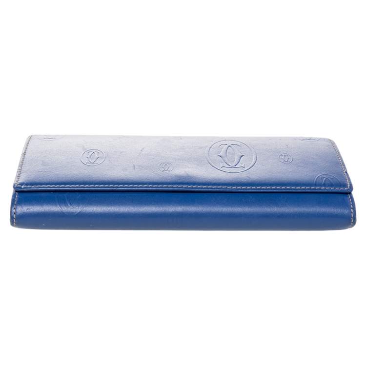 Pre Owned Cartier Blue Leather Happy Birthday Continental Wallet
