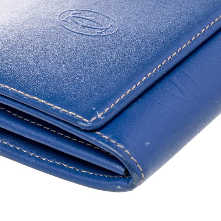 Pre Owned Cartier Blue Leather Happy Birthday Continental Wallet