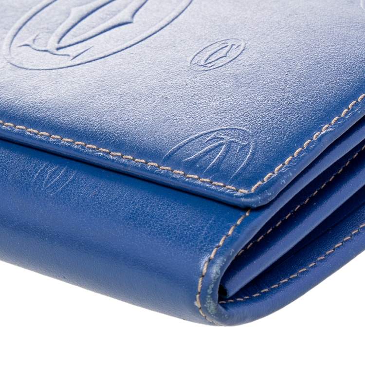 Pre Owned Cartier Blue Leather Happy Birthday Continental Wallet
