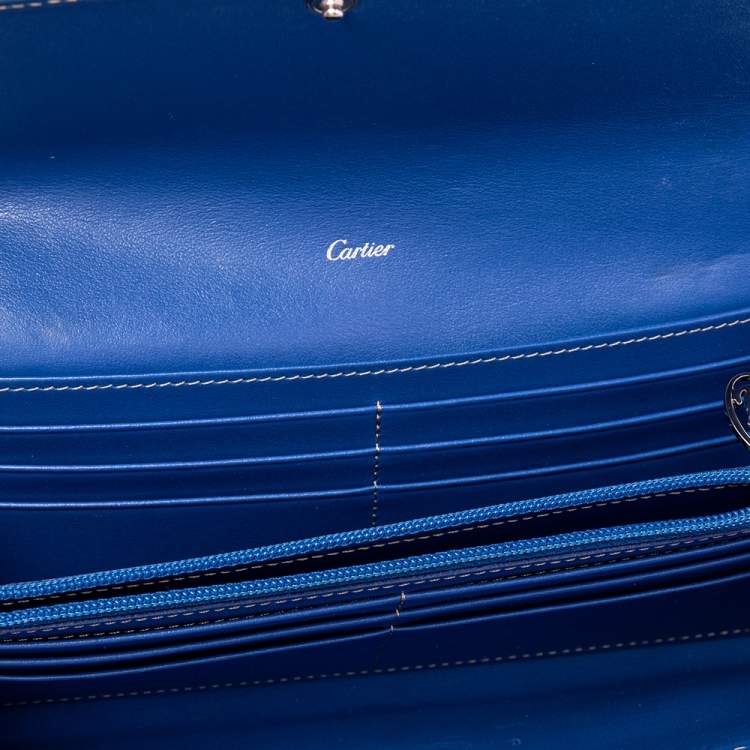 Pre Owned Cartier Blue Leather Happy Birthday Continental Wallet