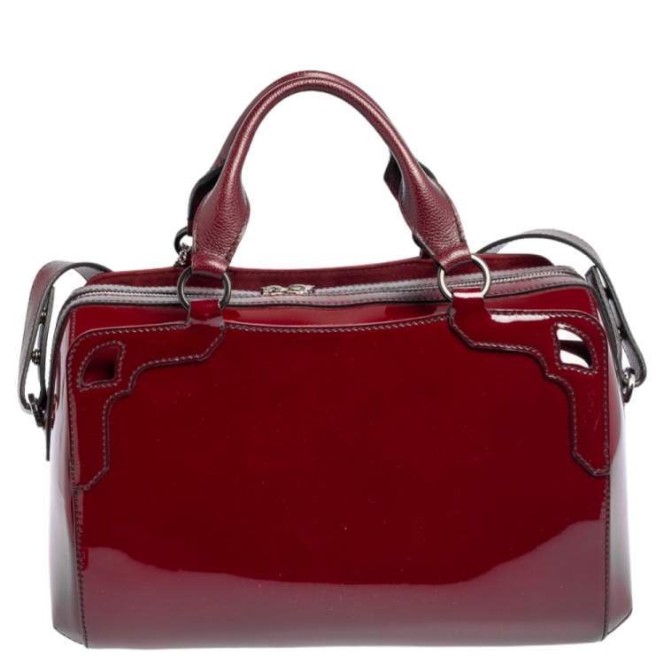 مملوكة مسبقًا Cartier Burgundy Patent Leather Marcello de Cartier Bowler Bag