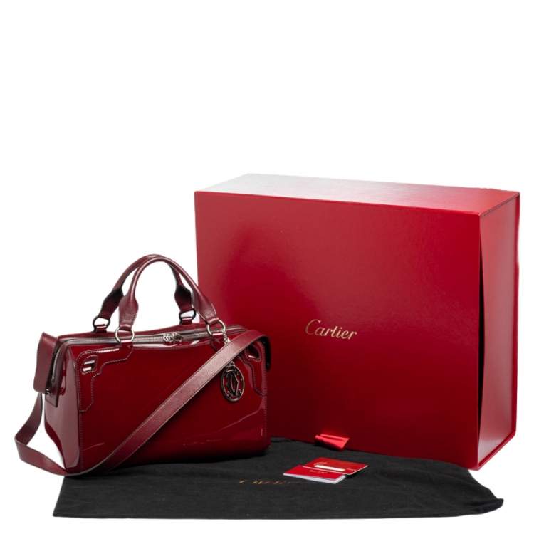 مملوكة مسبقًا Cartier Burgundy Patent Leather Marcello de Cartier Bowler Bag