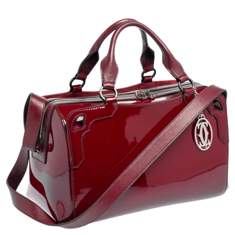 مملوكة مسبقًا Cartier Burgundy Patent Leather Marcello de Cartier Bowler Bag