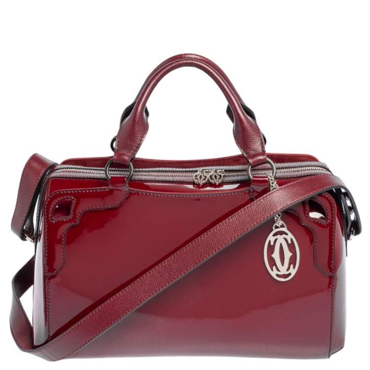 مملوكة مسبقًا Cartier Burgundy Patent Leather Marcello de Cartier Bowler Bag