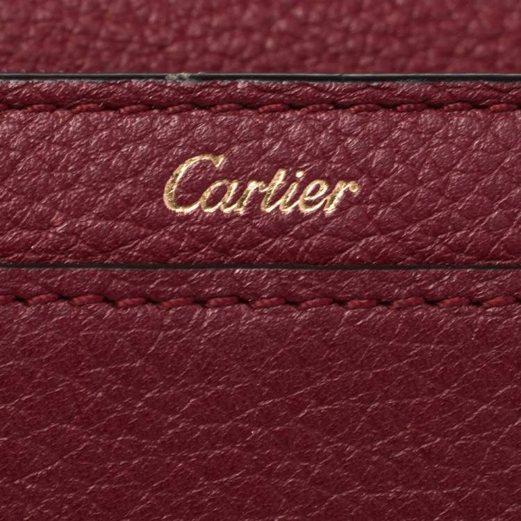 Pre Owned Cartier Wine Red Leather C De Cartier Compact Wallet