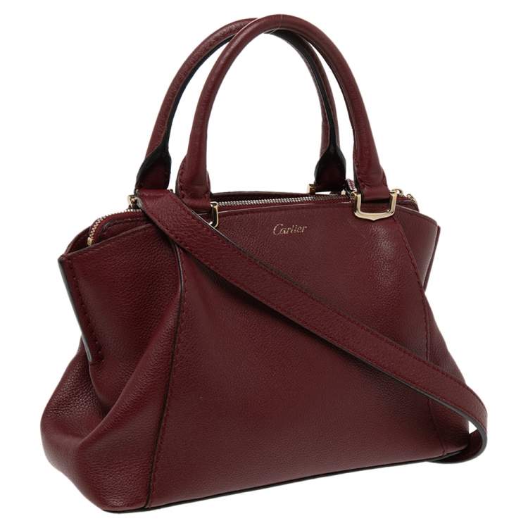 مملوكة مسبقًا Cartier Dark Red Leather Mini C de Cartier Satchel