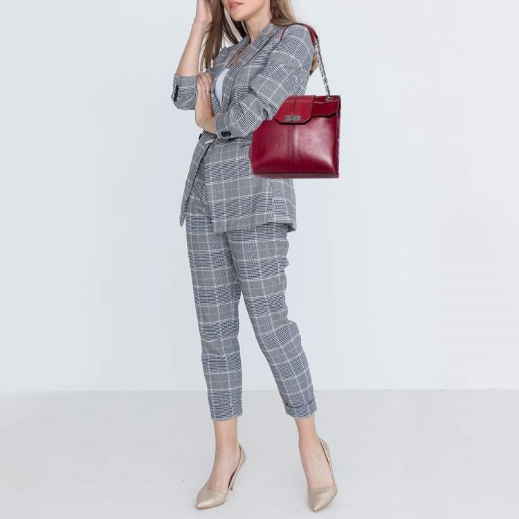 مملوكة مسبقًا Cartier Burgundy Patent Leather/Suede and Python Classic Feminine Line Chain Bag