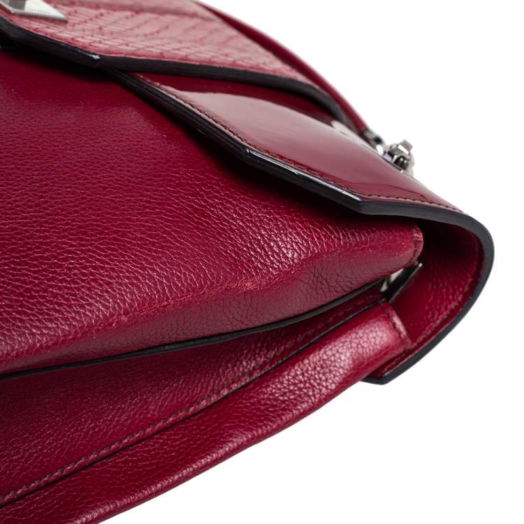 مملوكة مسبقًا Cartier Burgundy Patent Leather/Suede and Python Classic Feminine Line Chain Bag