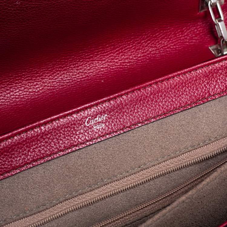 مملوكة مسبقًا Cartier Burgundy Patent Leather/Suede and Python Classic Feminine Line Chain Bag