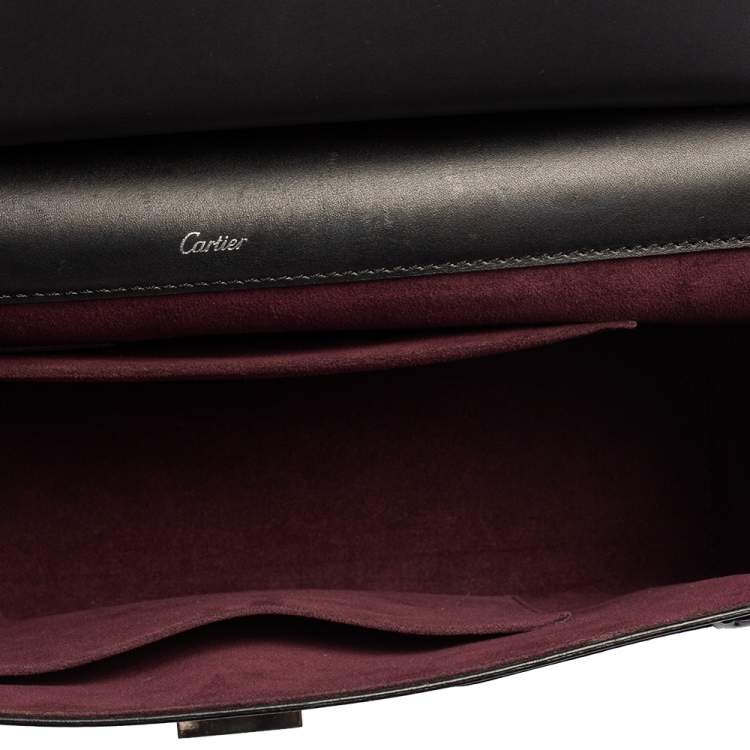 Pre Owned Cartier Black Leather Jeanne Toussaint Top Handle Bag