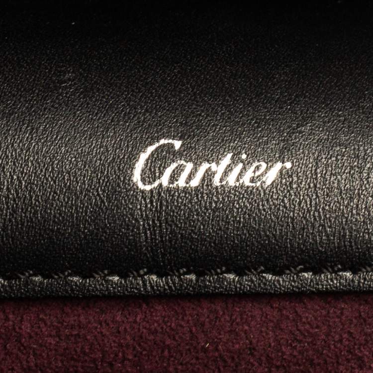 Pre Owned Cartier Black Leather Jeanne Toussaint Top Handle Bag