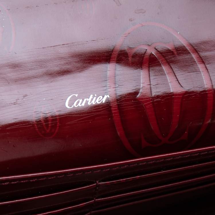 Pre Owned Cartier Dark Red Leather Happy Birthday Continental Wallet