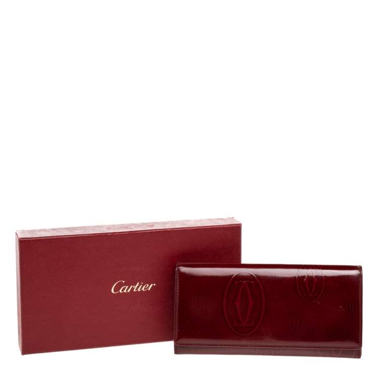 Pre Owned Cartier Dark Red Leather Happy Birthday Continental Wallet