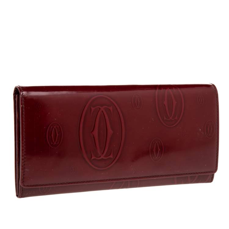 Pre Owned Cartier Dark Red Leather Happy Birthday Continental Wallet