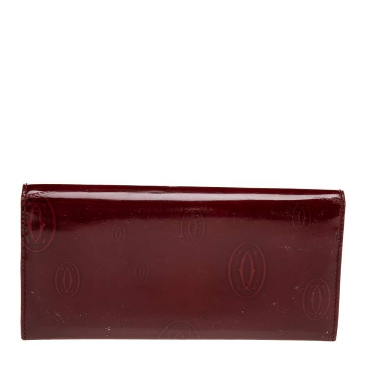 Pre Owned Cartier Dark Red Leather Happy Birthday Continental Wallet