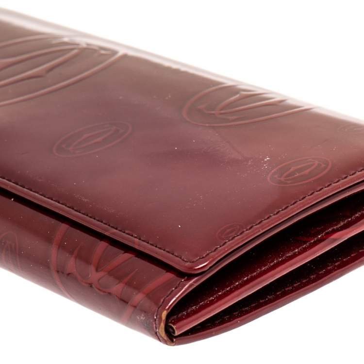 Pre Owned Cartier Dark Red Leather Happy Birthday Continental Wallet