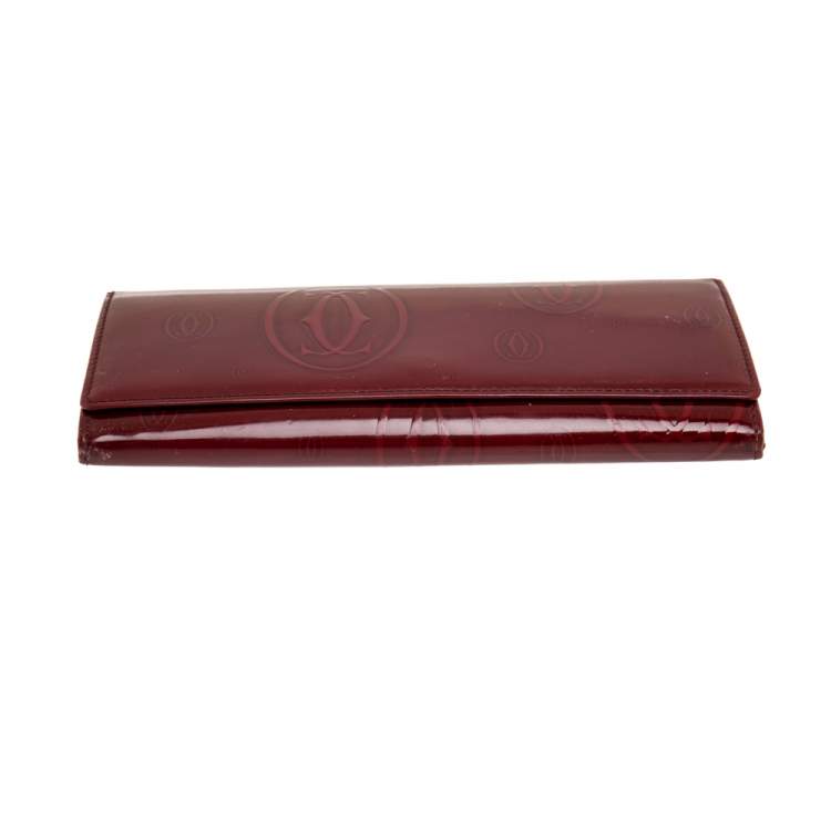 Pre Owned Cartier Dark Red Leather Happy Birthday Continental Wallet