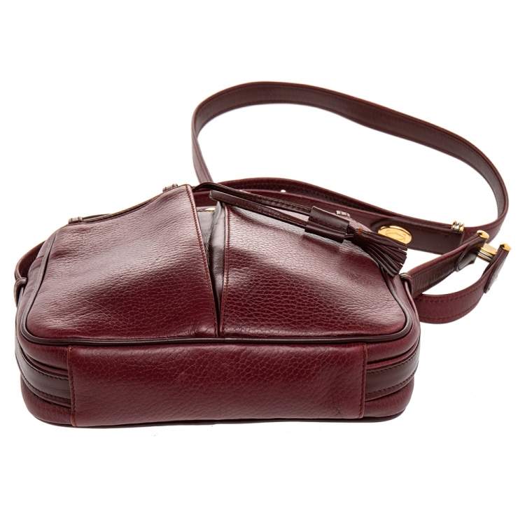 Pre Owned Cartier Burgundy Leather Must de Cartier Crossbody Bag